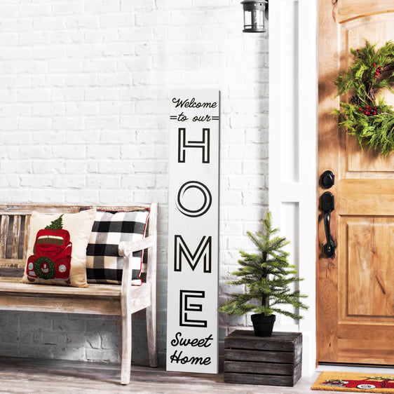 Black-&-White-Welcome-To-Our-Home/Welcome-Reversible-Porch-Sign-Porch-Sign